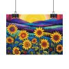 Whimsical Sunflower Field Art Poster