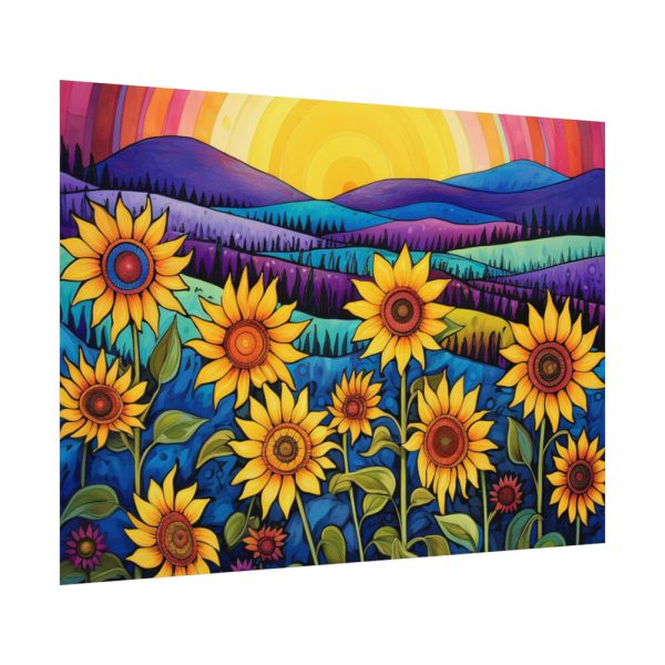 Whimsical Sunflower Field Art Poster