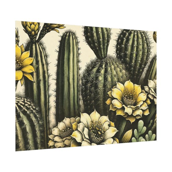 92368-22.jpg Vintage-Style Illustration of Cacti With Yellow Flowers Poster