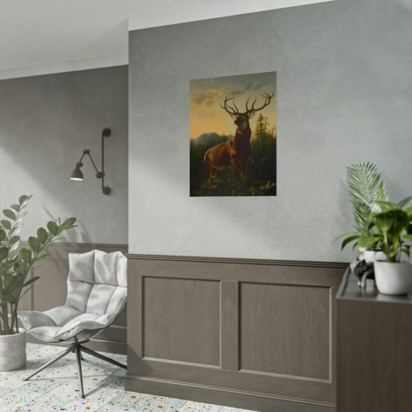 92405-4.jpg Deer in Forest Landscape Poster