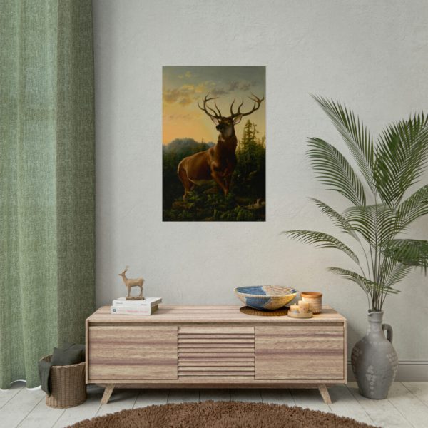 92407-3.jpg Deer in Forest Landscape Poster