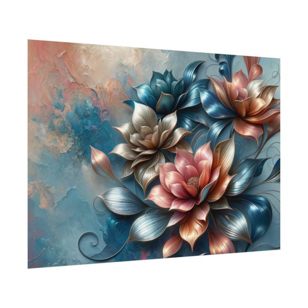 92408-187.jpg Metallic-Textured Flowers in Abstract Style Poster