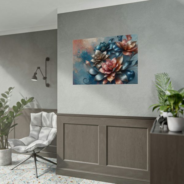 92408-189.jpg Metallic-Textured Flowers in Abstract Style Poster