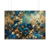 Rich Blue Flowers and Gold Accents Poster