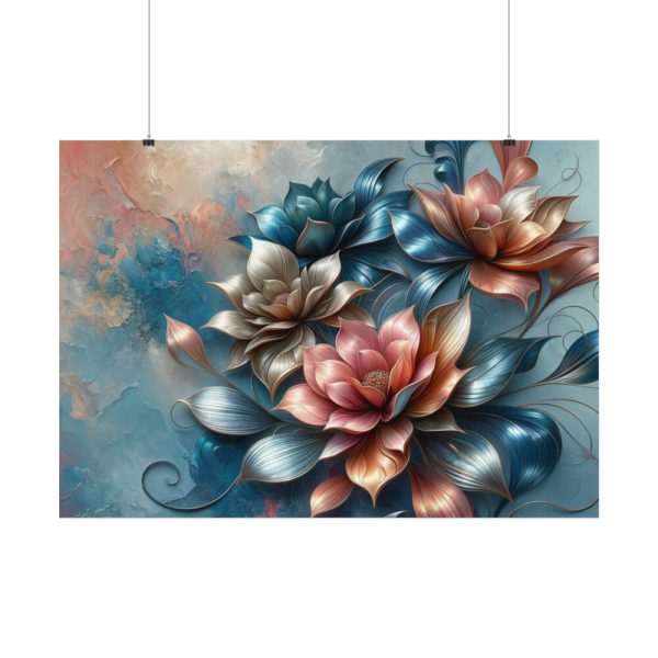 92408-196.jpg Vibrant Golden Flowers With a Glossy Metallic Finish Poster