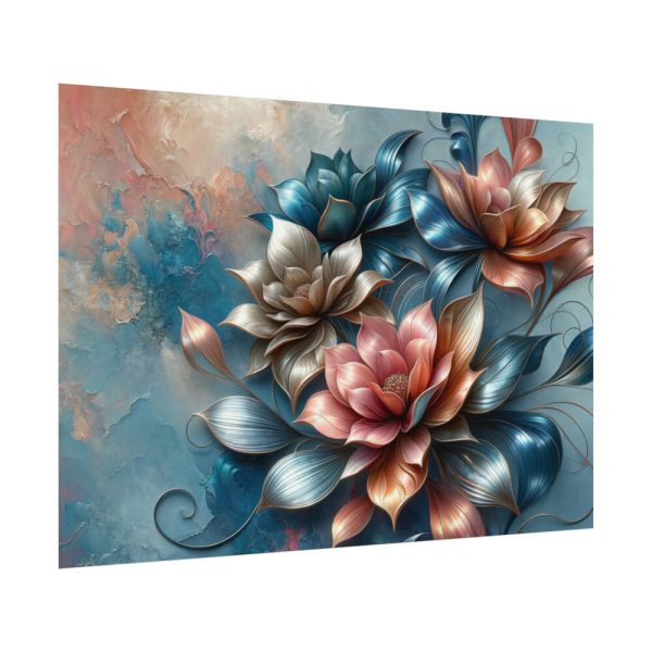 92408-197.jpg Vibrant Golden Flowers With a Glossy Metallic Finish Poster