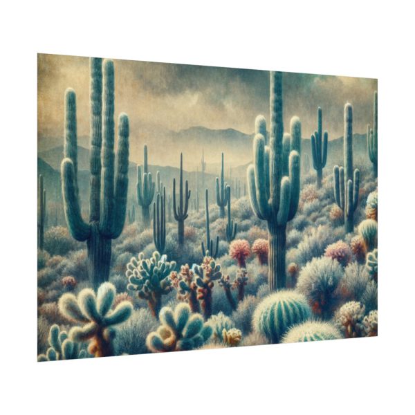 92408-217.jpg Vintage Art Painting of Colder Cactus Desert Landscape Poster
