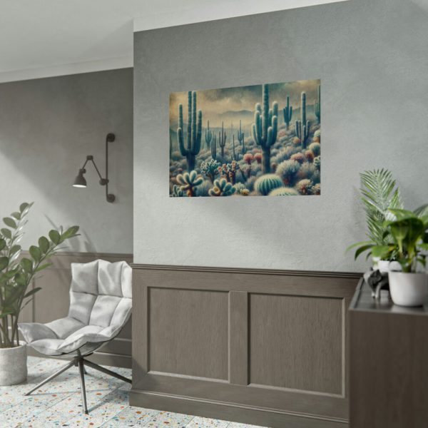 92408-219.jpg Vintage Art Painting of Colder Cactus Desert Landscape Poster