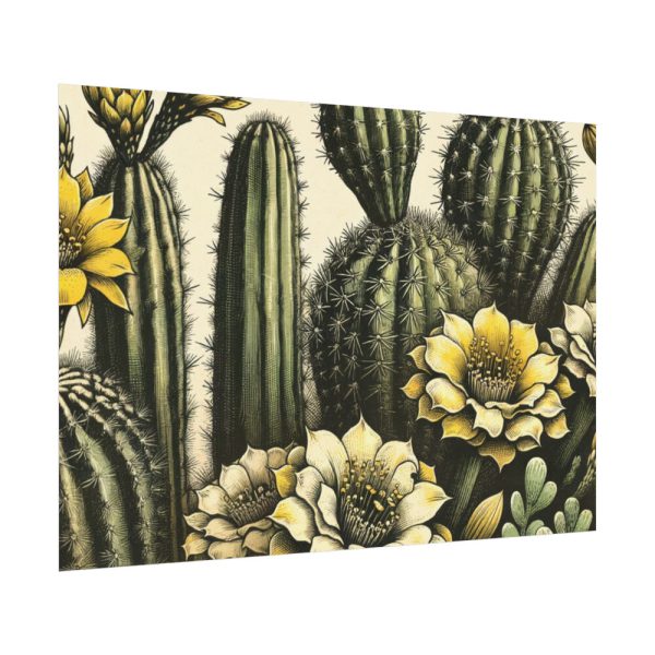 92408-222.jpg Vintage-Style Illustration of Cacti With Yellow Flowers Poster