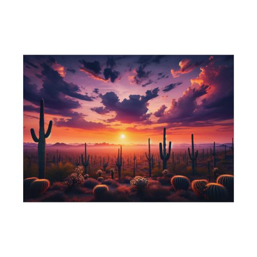 92408-235.jpg Cacti and Red Sky in Desert Poster