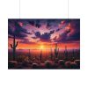 92408-236.jpg Cacti and Red Sky in Desert Poster