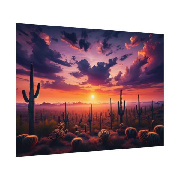 92408-237.jpg Cacti and Red Sky in Desert Poster