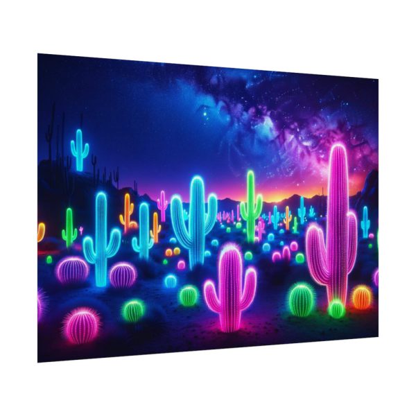 92408-242.jpg Multicolor Bioluminescent Neon Cacti in Desert Poster