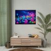 92408-243.jpg Multicolor Bioluminescent Neon Cacti in Desert Poster