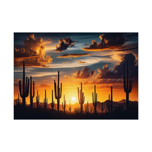 92408-245.jpg Saguaro Cacti Silhouetted Against Sky Poster