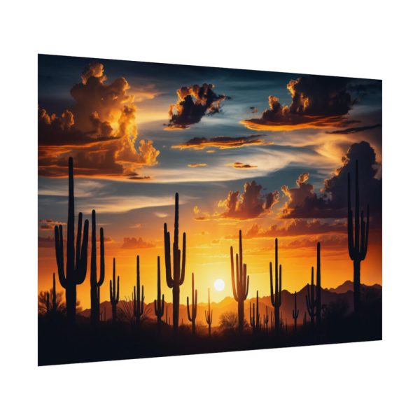 Saguaro Cacti Silhouetted Against Sky Poster