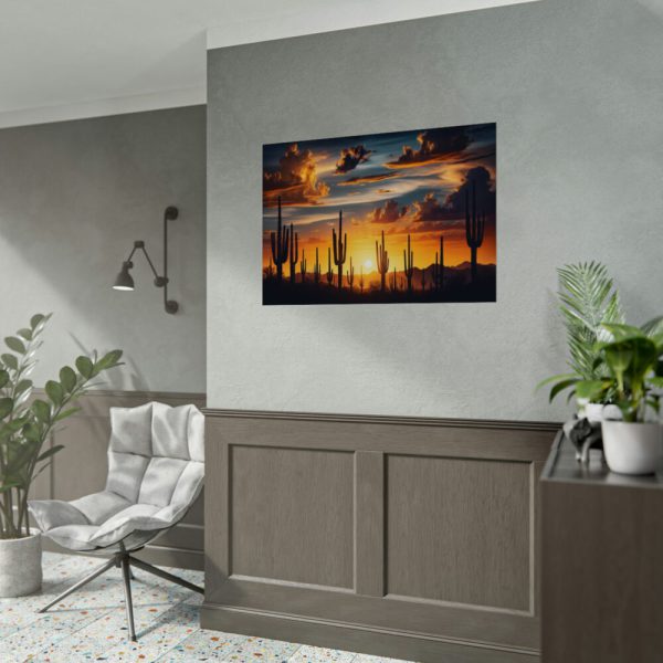 Saguaro Cacti Silhouetted Against Sky Poster