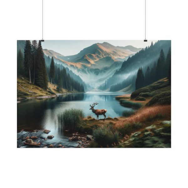 92408-356.jpg Deer by a Mountain Lake Poster