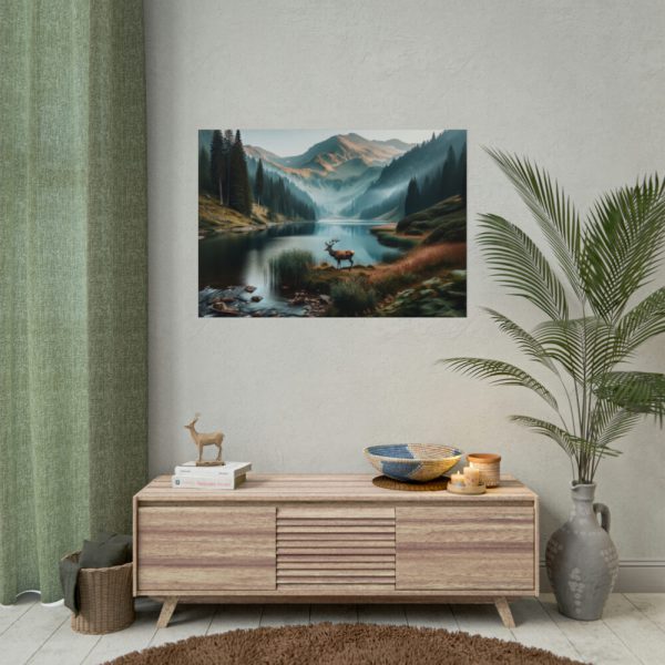 92408-358.jpg Deer by a Mountain Lake Poster