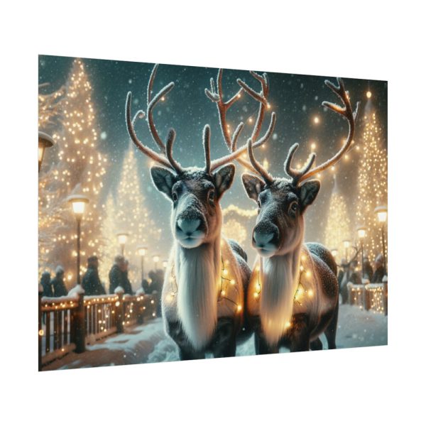 92408-362.jpg Two Reindeer Amid the Magical Glow of a Wintery Poster