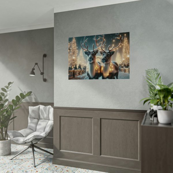 92408-364.jpg Two Reindeer Amid the Magical Glow of a Wintery Poster