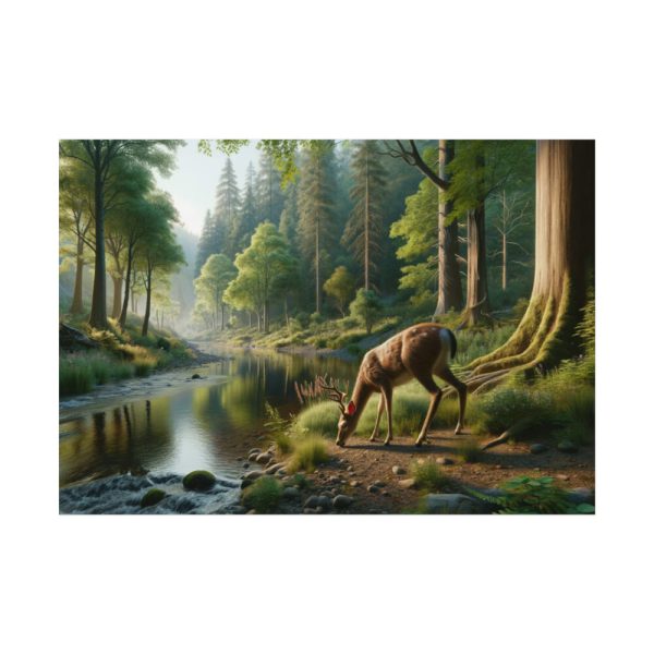92408-380.jpg Deer By a River In a Forest Poster