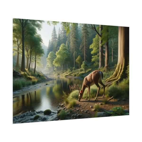 92408-382.jpg Deer By a River In a Forest Poster