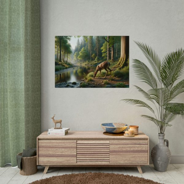 92408-383.jpg Deer By a River In a Forest Poster