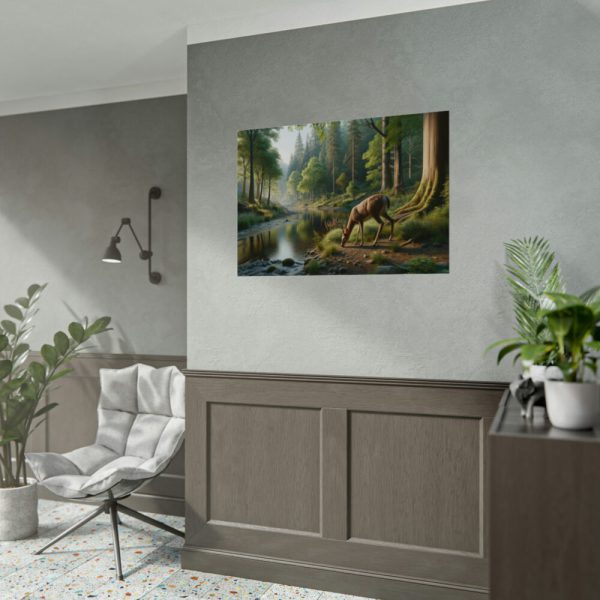92408-384.jpg Deer By a River In a Forest Poster