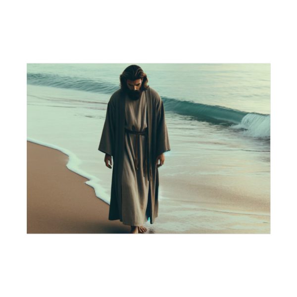 92408-395.jpg Person Walking at the Edge of the Surf on a Beach Poster