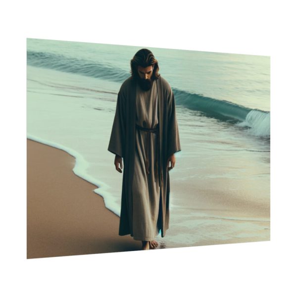 92408-397.jpg Person Walking at the Edge of the Surf on a Beach Poster