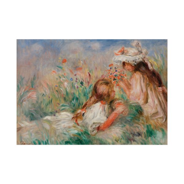 92409-130.jpg Girls in the Grass Arranging a Bouquet by Pierre-Auguste Renoir Poster