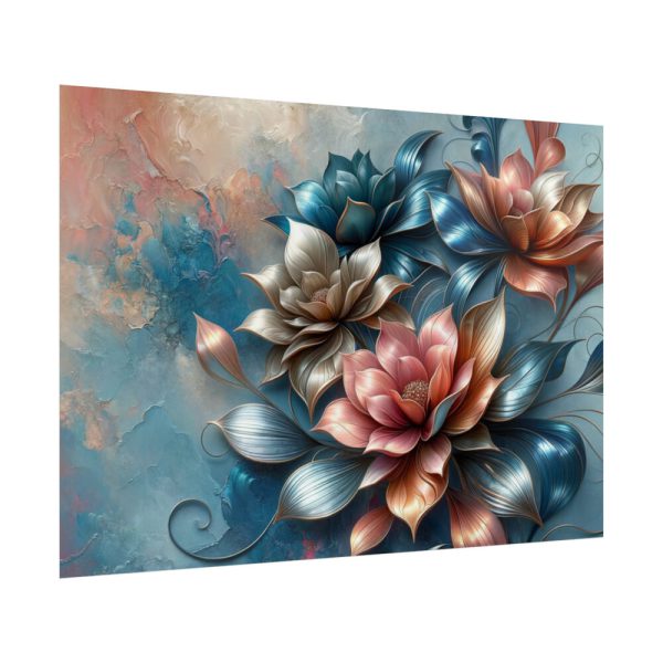 92409-187.jpg Metallic-Textured Flowers in Abstract Style Poster
