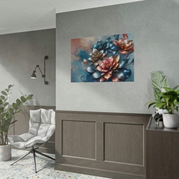 92409-189.jpg Metallic-Textured Flowers in Abstract Style Poster