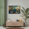 Rich Blue Flowers and Gold Accents Poster