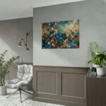 Rich Blue Flowers and Gold Accents Poster - Image 10