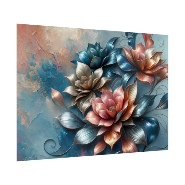 92409-197.jpg Vibrant Golden Flowers With a Glossy Metallic Finish Poster