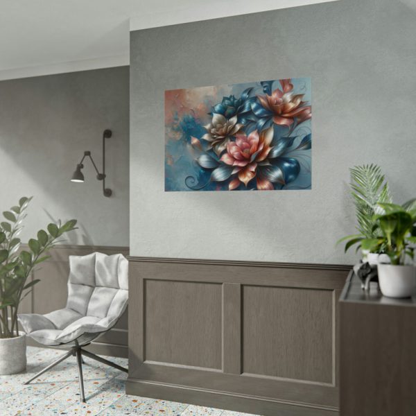 92409-199.jpg Vibrant Golden Flowers With a Glossy Metallic Finish Poster