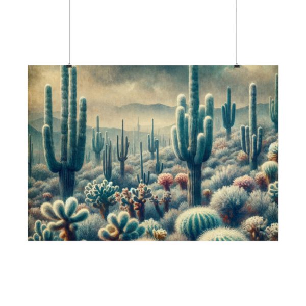 92409-216.jpg Vintage Art Painting of Colder Cactus Desert Landscape Poster