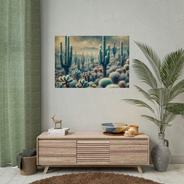 92409-218.jpg Vintage Art Painting of Colder Cactus Desert Landscape Poster
