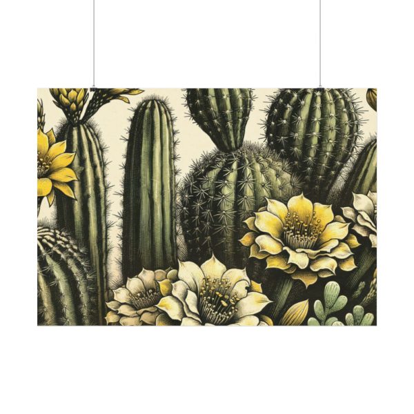 92409-221.jpg Vintage-Style Illustration of Cacti With Yellow Flowers Poster