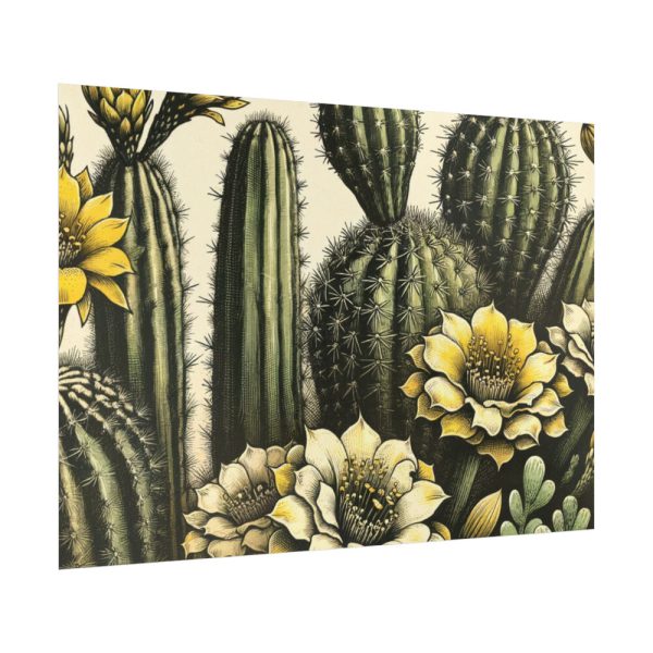 92409-222.jpg Vintage-Style Illustration of Cacti With Yellow Flowers Poster