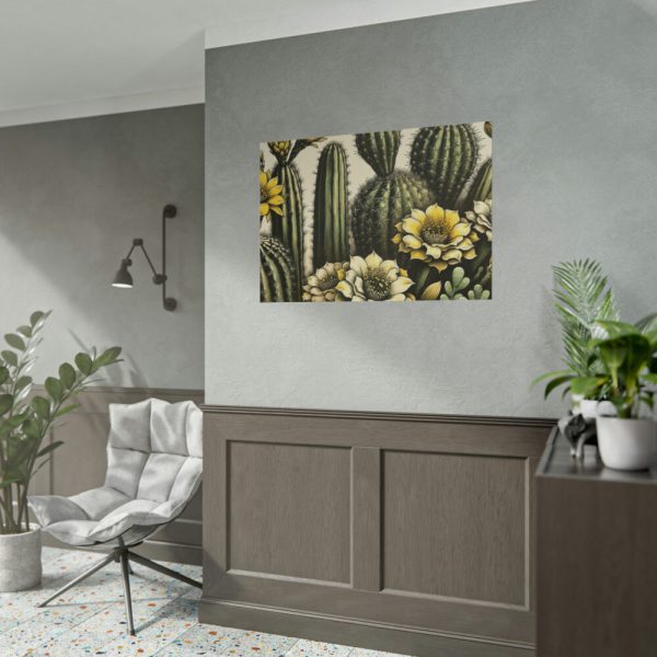 92409-224.jpg Vintage-Style Illustration of Cacti With Yellow Flowers Poster