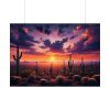 92409-236.jpg Cacti and Red Sky in Desert Poster