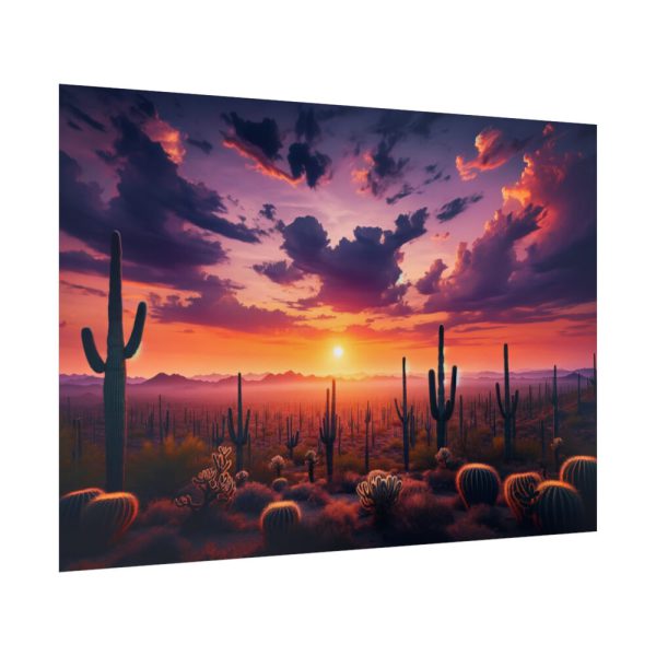 92409-237.jpg Cacti and Red Sky in Desert Poster