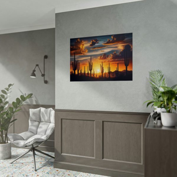 Saguaro Cacti Silhouetted Against Sky Poster