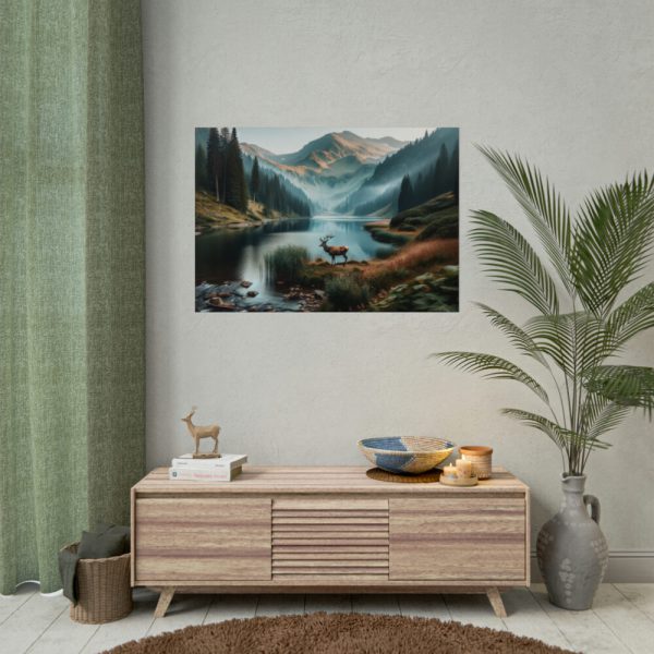92409-353.jpg Deer by a Mountain Lake Poster