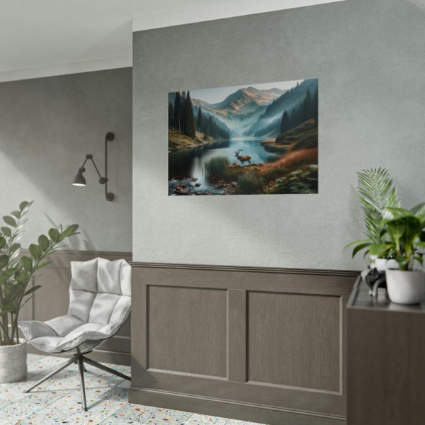 92409-354.jpg Deer by a Mountain Lake Poster