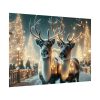 92409-357.jpg Two Reindeer Amid the Magical Glow of a Wintery Poster