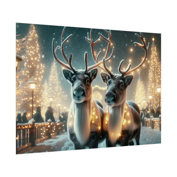 92409-357.jpg Two Reindeer Amid the Magical Glow of a Wintery Poster